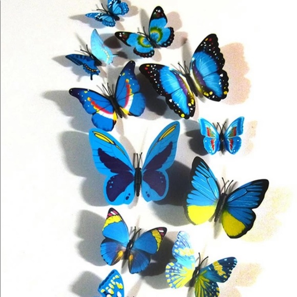 Wall Decor 3d Blue Butterfly Wall Decor Set Of 12 Poshmark